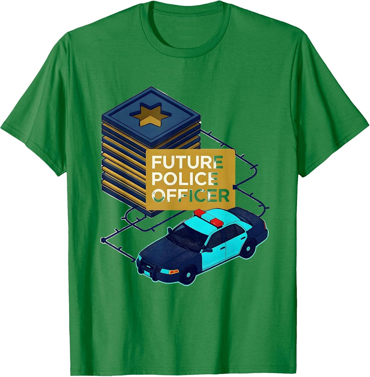 Men's Future Police Officer Playful Kids Role Identity Birthday T-Shirt - Kelly Green
