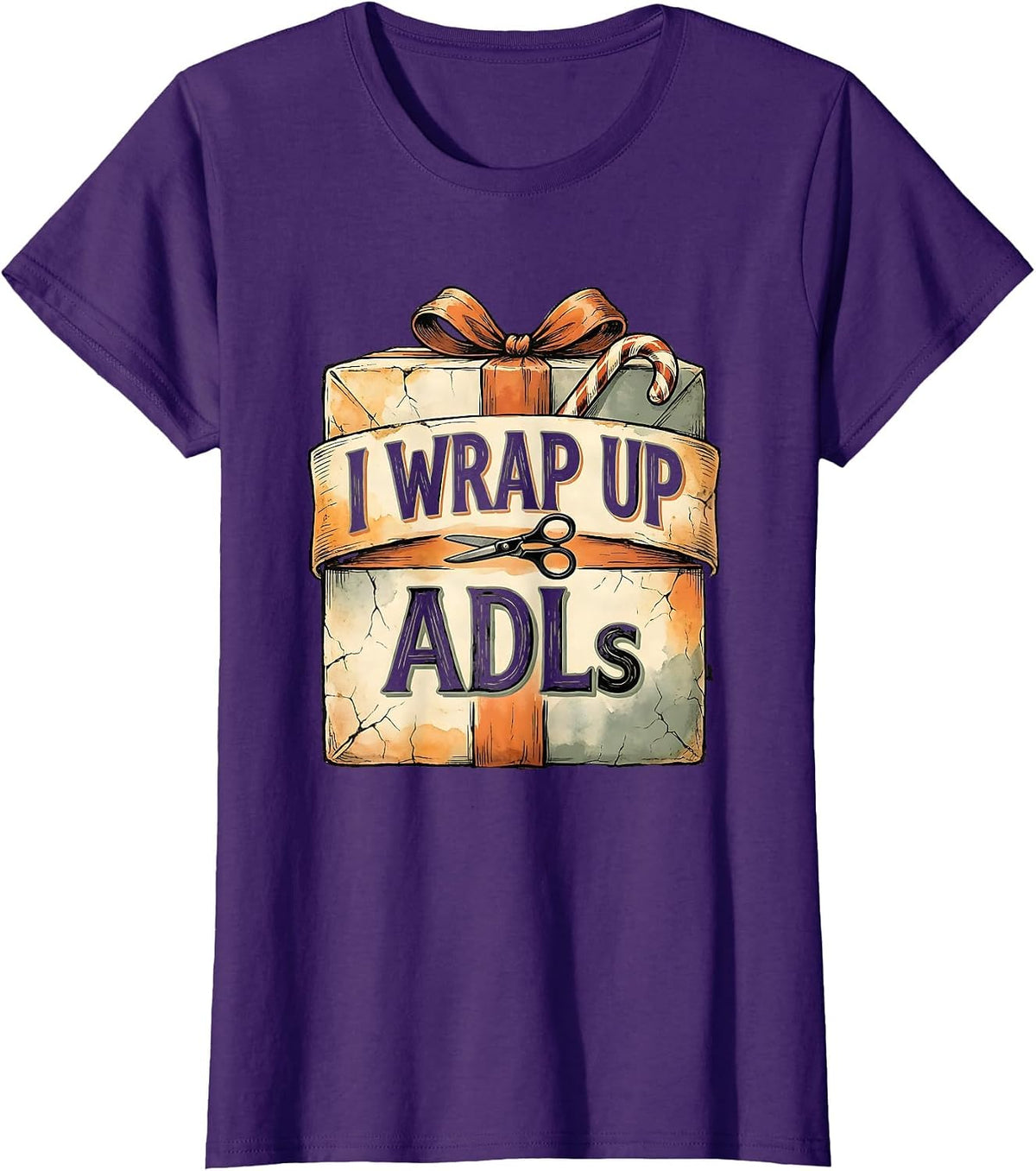 Women's I Wrap Up ADLs Boho Summer Occupational Therapist Christmas T-Shirt - Purple