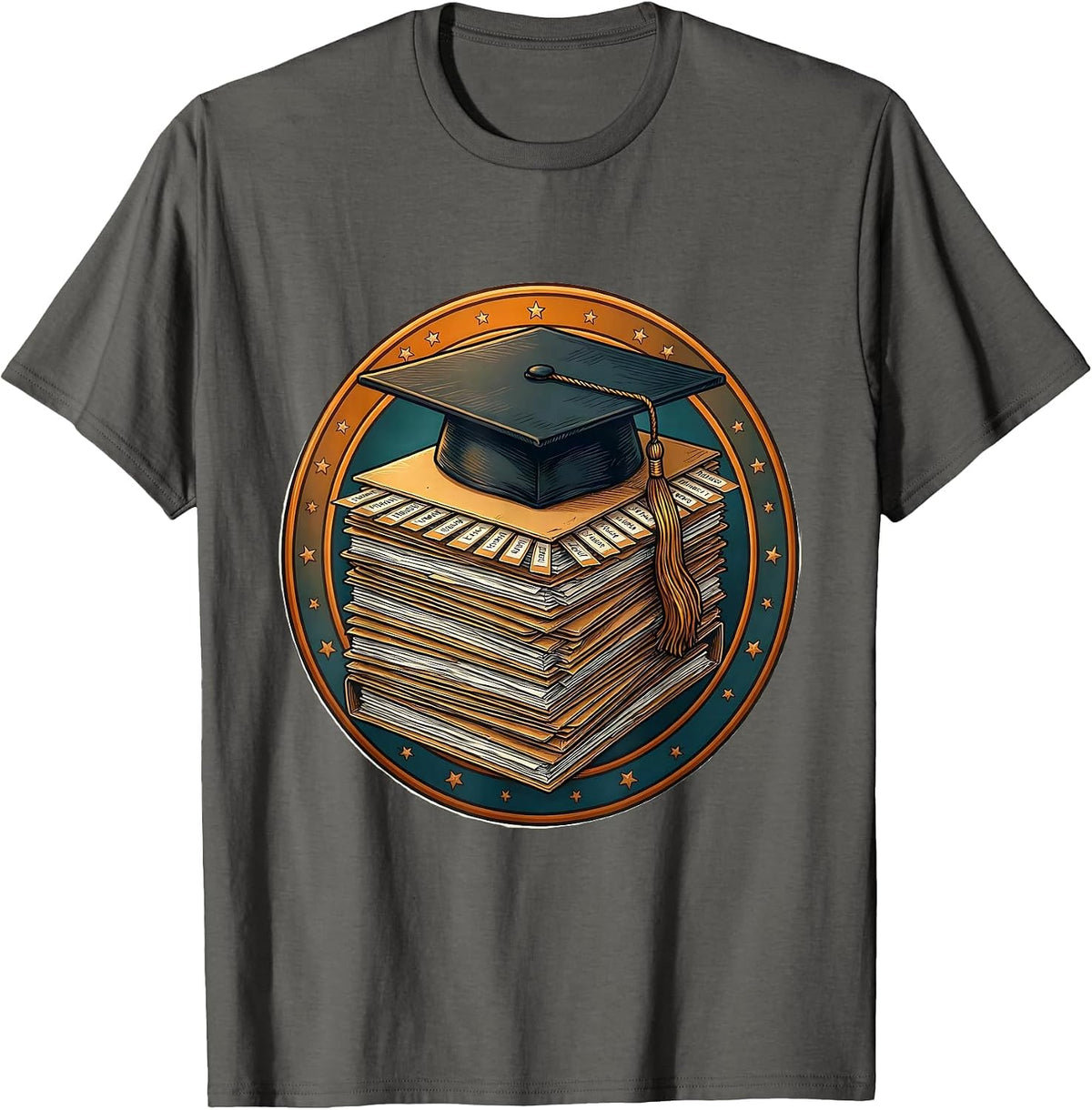 Sped Teacher Graduation Cap IEP Stack Gift T-Shirt - Asphalt Grey