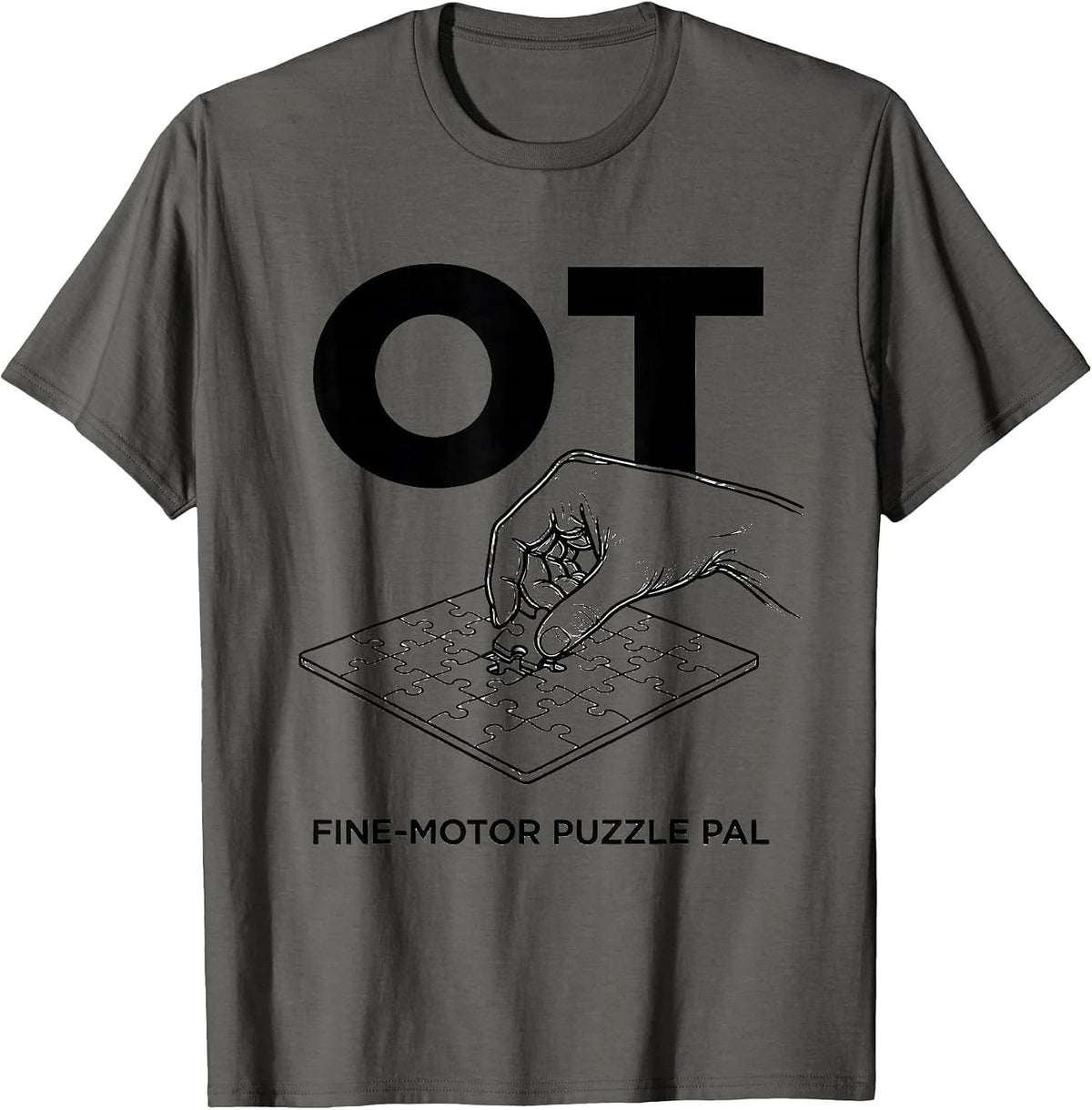 Men's OT Fine-Motor Puzzle Pal Occupational Therapy OT Assistant T-Shirt - Asphalt Grey