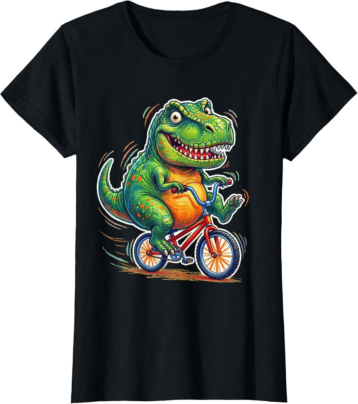 Funny Dinosaur Riding Tiny Bicycle Humor Gift T-Shirt - Black