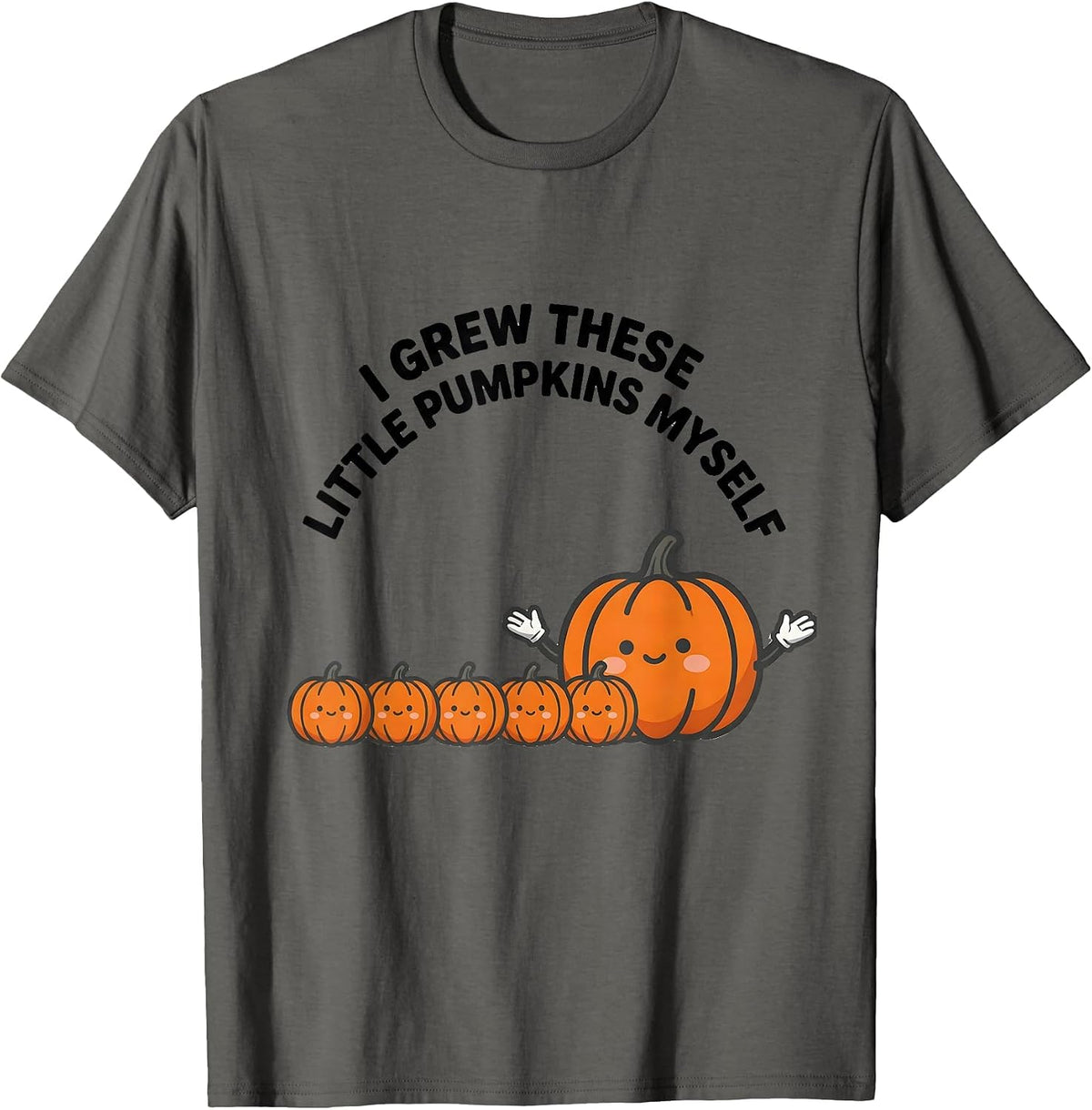 Men's I Grew These Little Pumpkins Myself Whimsical Teacher Fall T-Shirt - Asphalt Grey