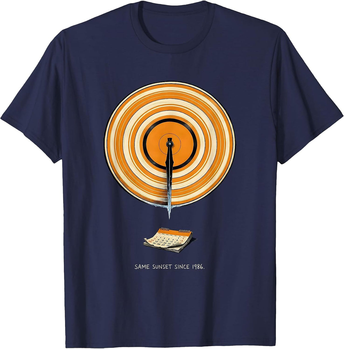 Same Sunset Since 1986 Retro 80s Synthwave Nostalgia T-Shirt - Navy Blue