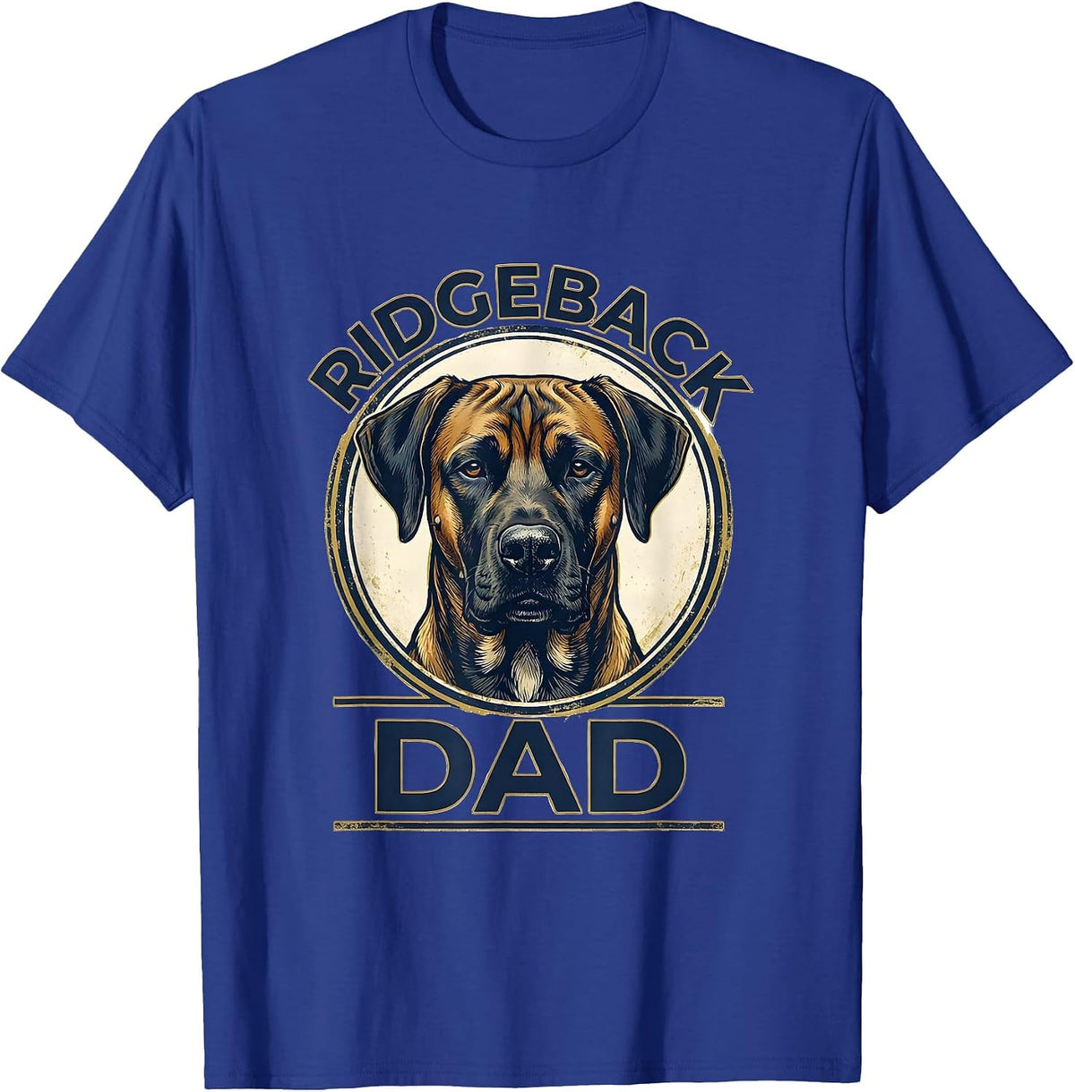 Men's Ridgeback Dad Vintage Rhodesian Ridgeback Dog Lover Emblem T-Shirt - Royal Blue