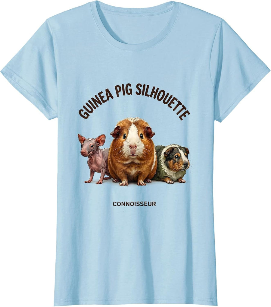 Women's Guinea Pig Silhouette Connoisseur Funny Pet Lover Gift T-Shirt - Baby Blue