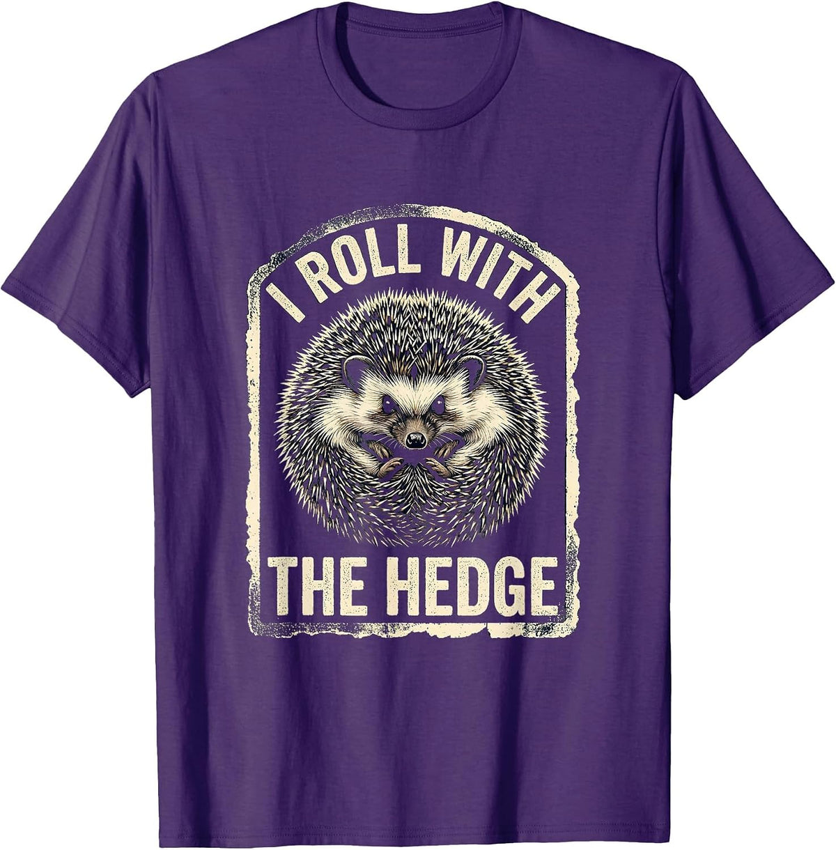 Men's I Roll With The Hedge Cute Hedgehog Animal Humor Novelty T-Shirt - Purple