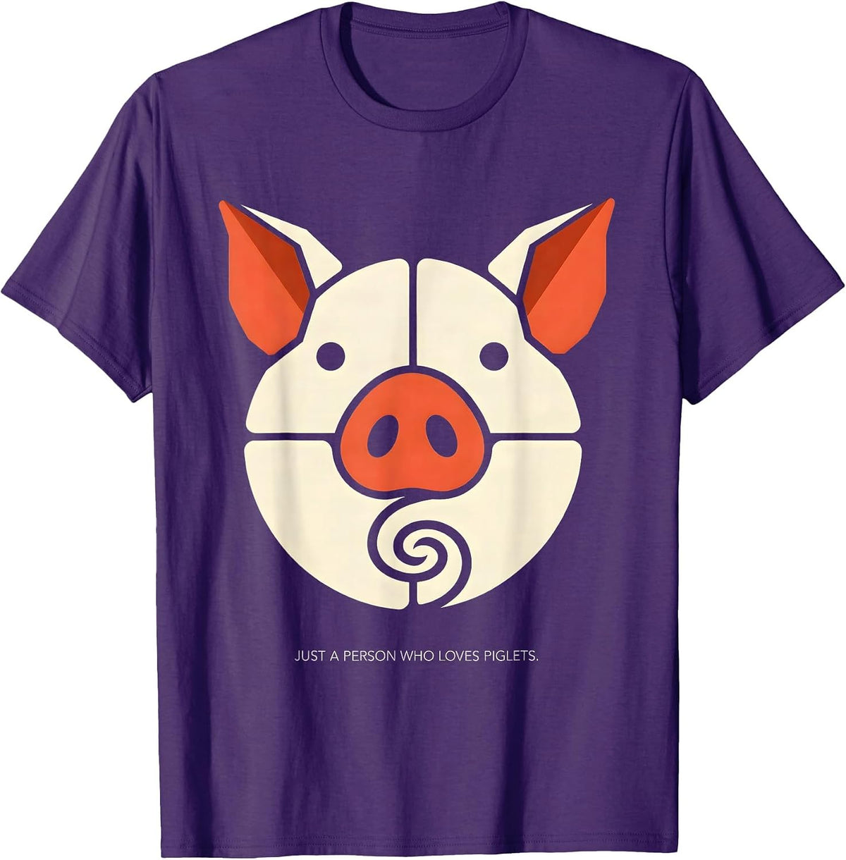 Just A Person Who Loves Piglets Geometric Farm Animal Lover T-Shirt - Purple