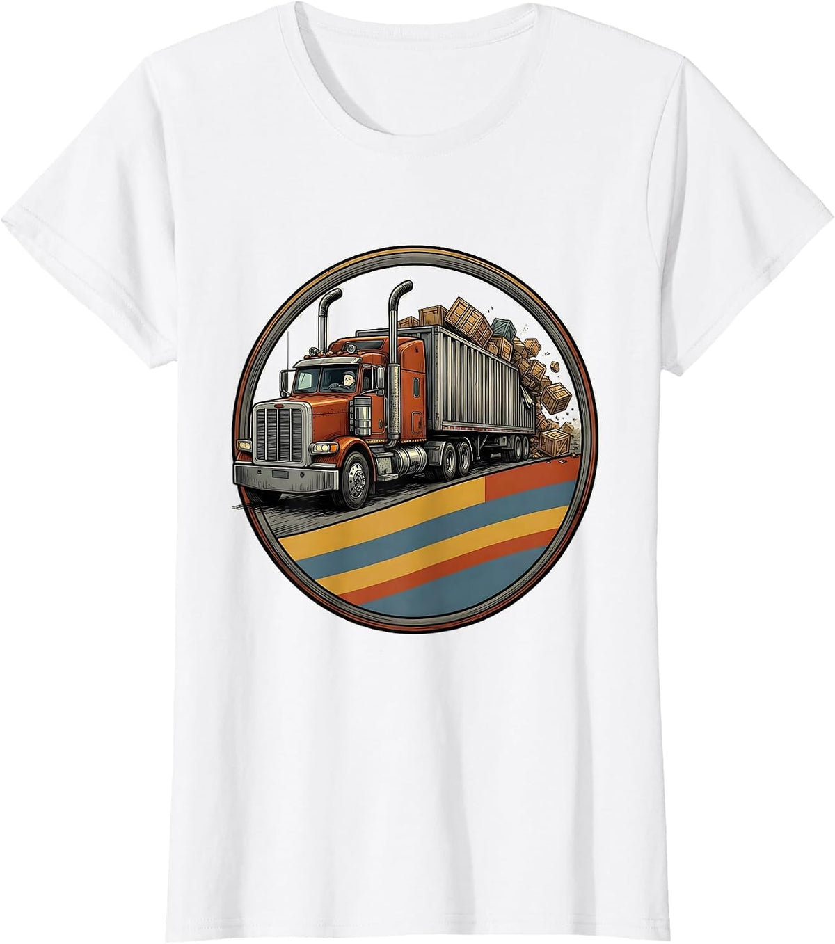 Semi Trucker Badge Funny Truck Driver Gift T-Shirt - White
