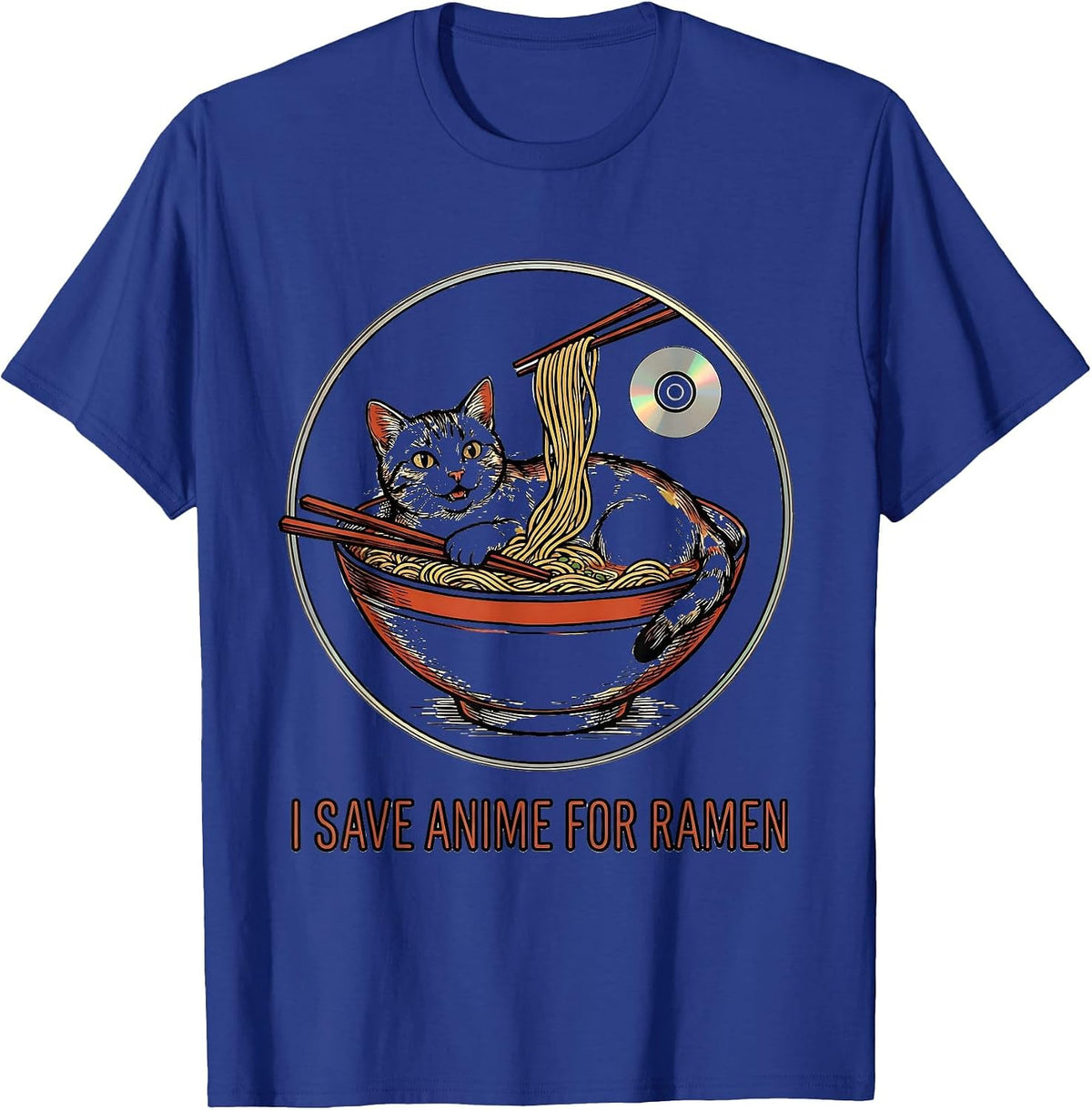 Men's I Save Anime For Ramen Funny Kawaii Cat Anime Gift T-Shirt - Royal Blue
