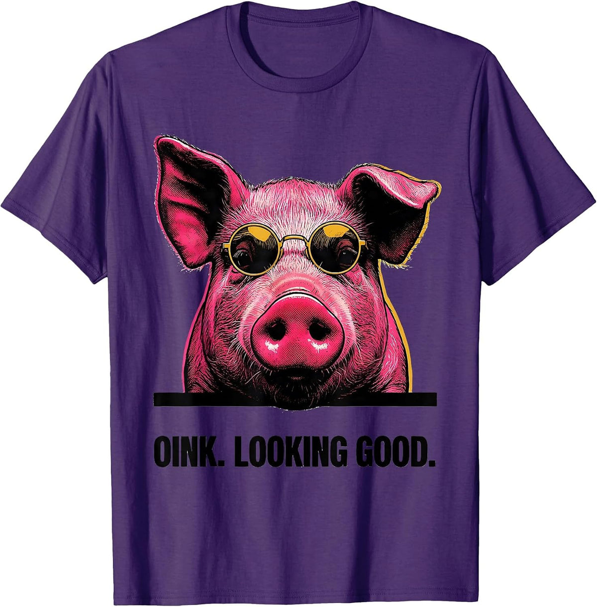 Men's Oink Looking Good Funny Pig Farm Animal Lover Humor T-Shirt - Purple