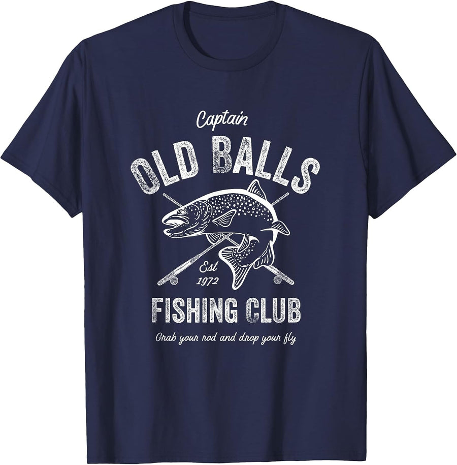 Funny Fishing Birthday Old Balls for Men's 50th Birthday T-Shirt - Navy Blue