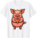 Men's Pig Hugging Heart Cheerful Farm Animal Humor T-Shirt - White