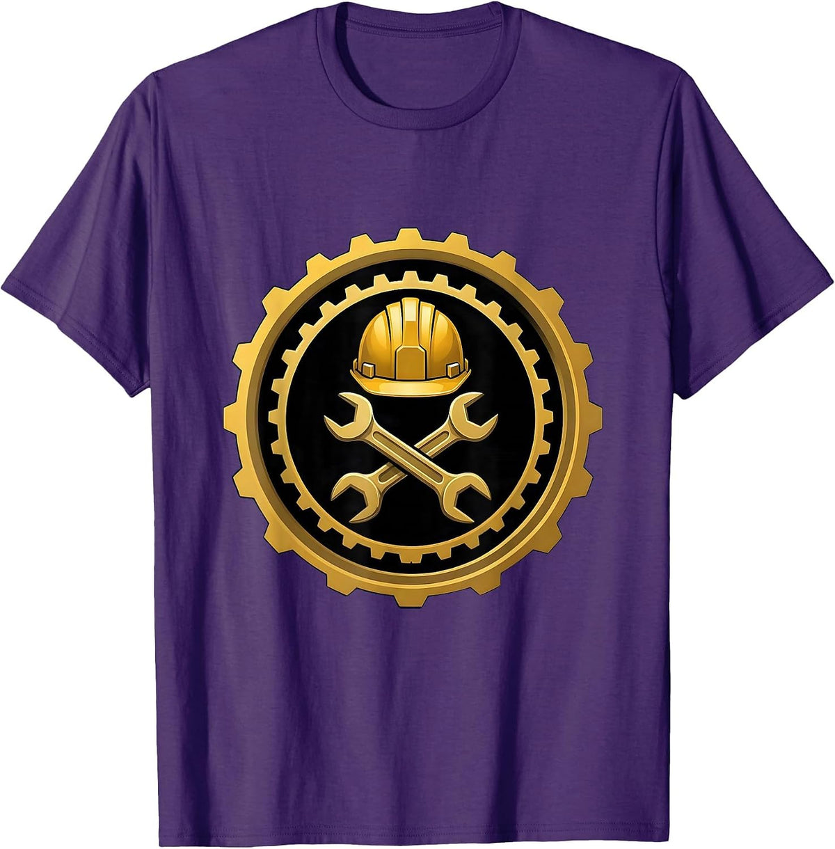Hard Hat Crossed Wrenches Construction Graphic T-Shirt - Purple