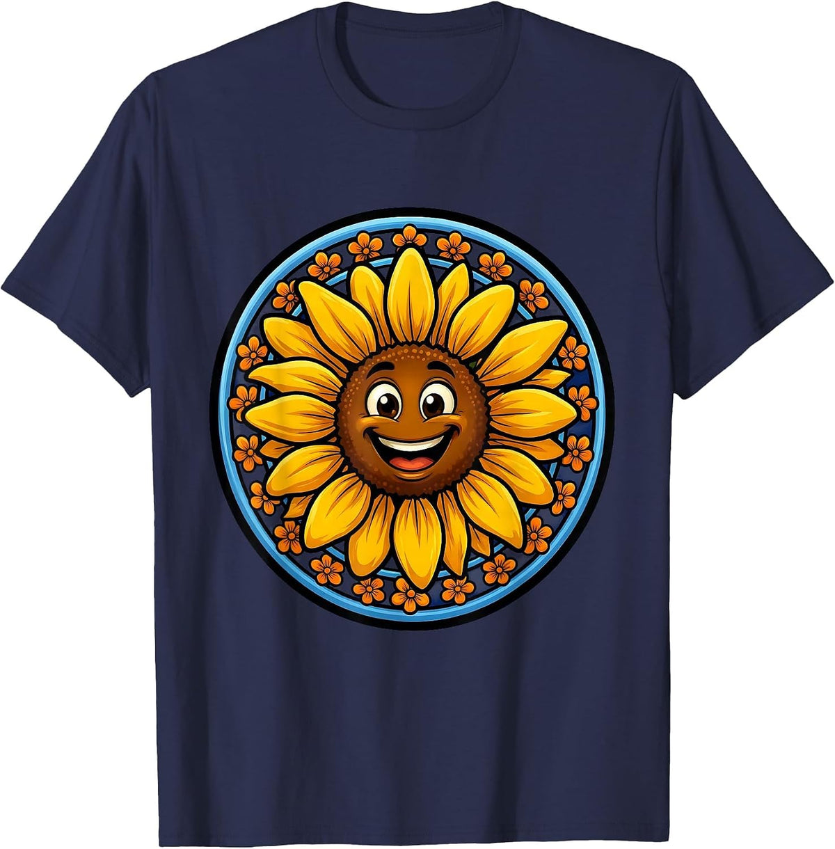 Down Syndrome Awareness Blooming Sunflower Design T-Shirt - Navy Blue