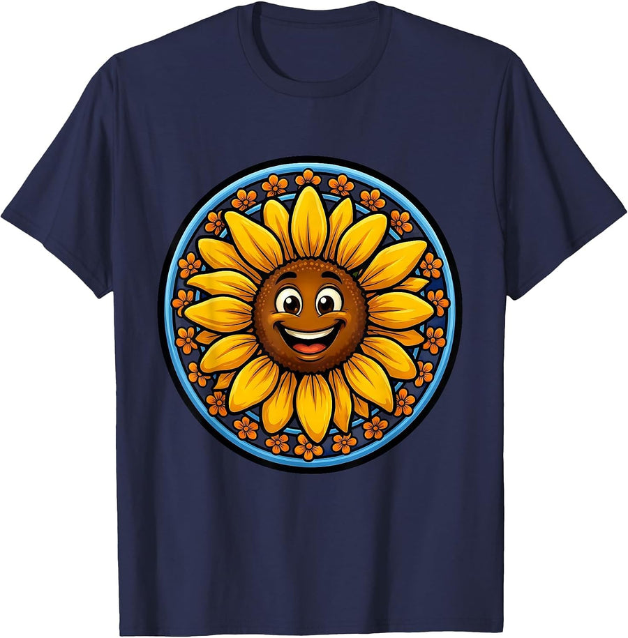 Down Syndrome Awareness Blooming Sunflower Design T-Shirt - Navy Blue