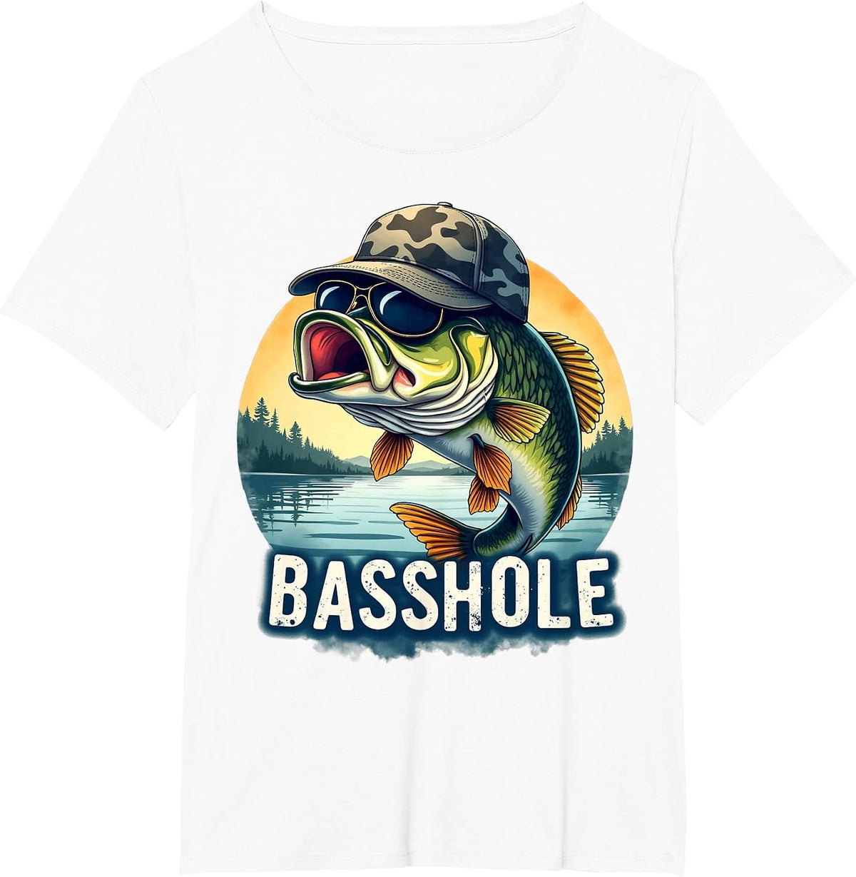 Basshole Funny Bass Fishing Dad T-Shirt - White