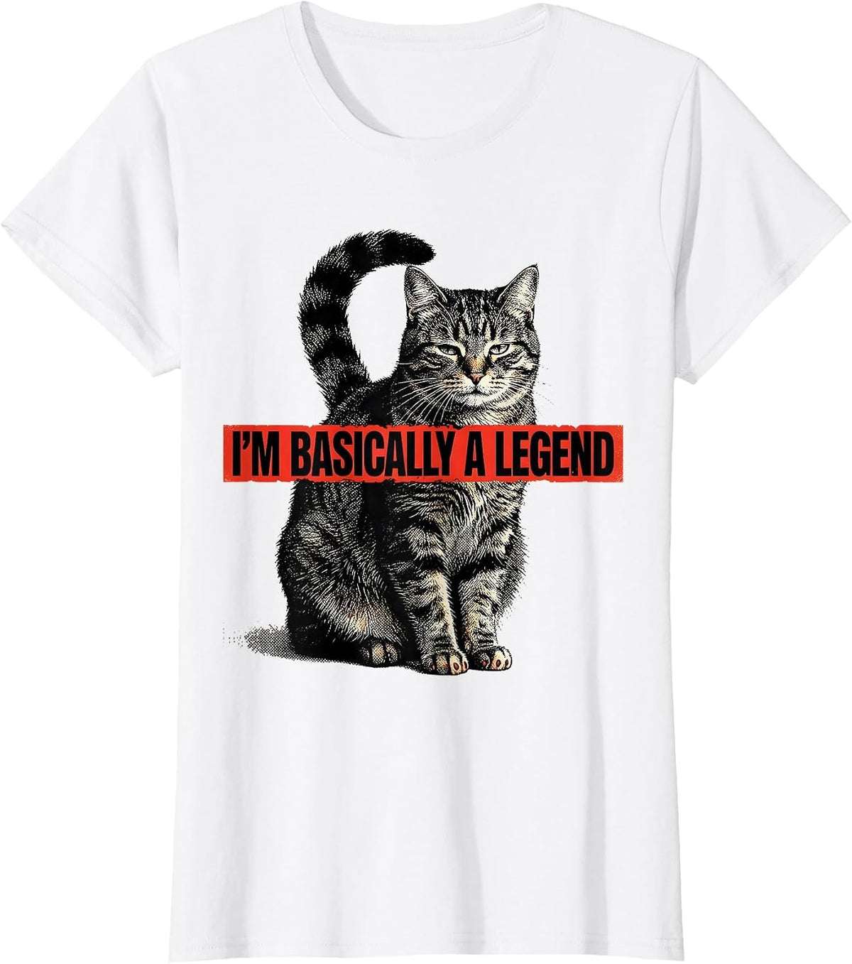 Women's I'm Basically A Legend Funny Cat Meme Cat Owner Humor T-Shirt - White