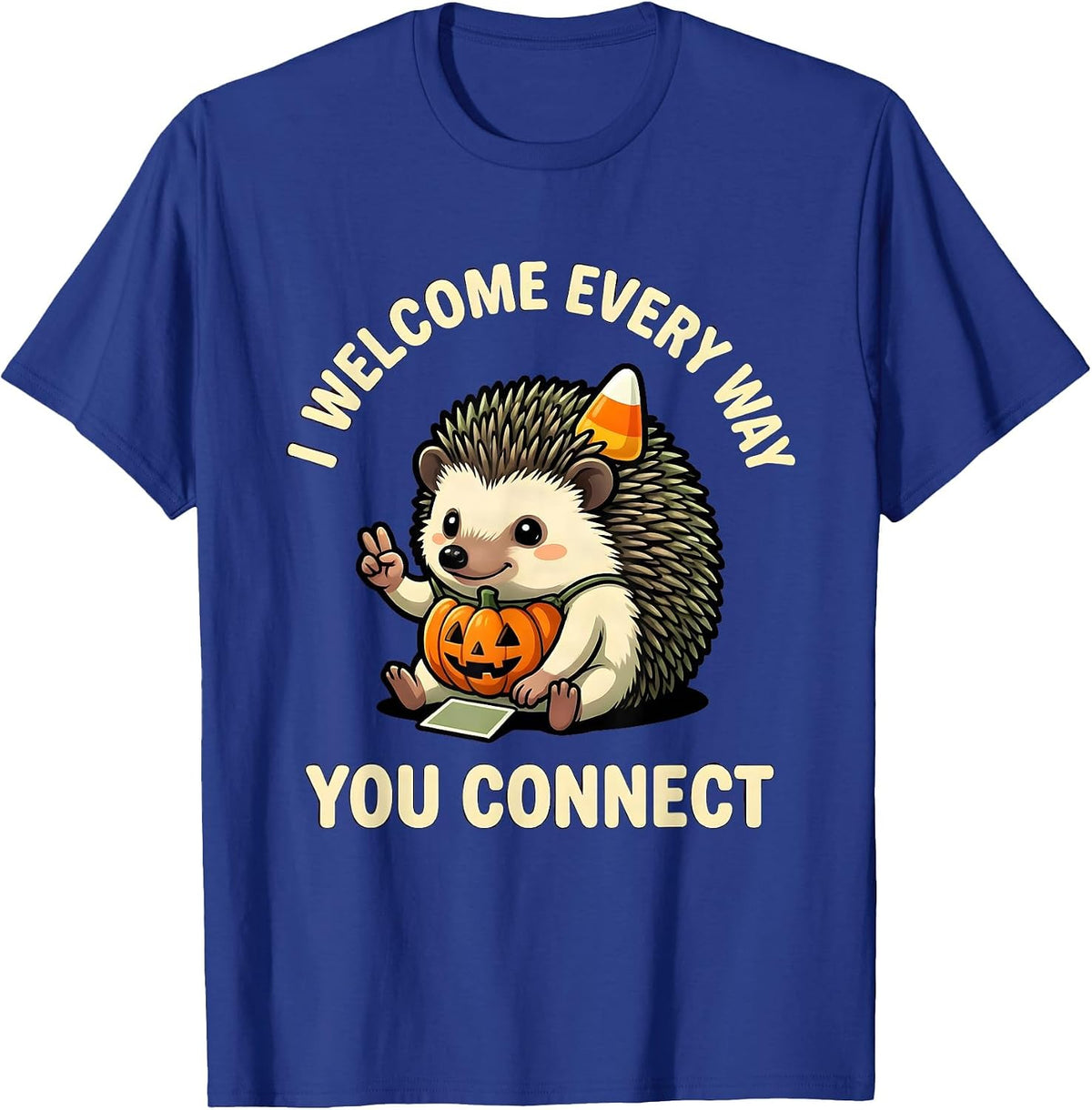 Men's I Welcome Every Way You Connect Cartoon Kawaii SLP Teacher T-Shirt - Royal Blue