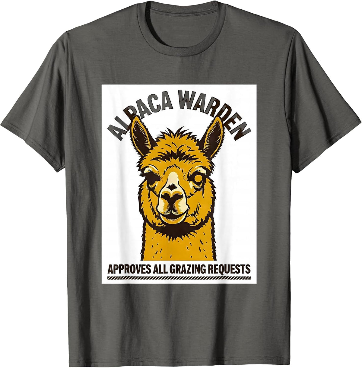 Men's Alpaca Warden — Approves All Grazing Requests Funny T-Shirt - Asphalt Grey