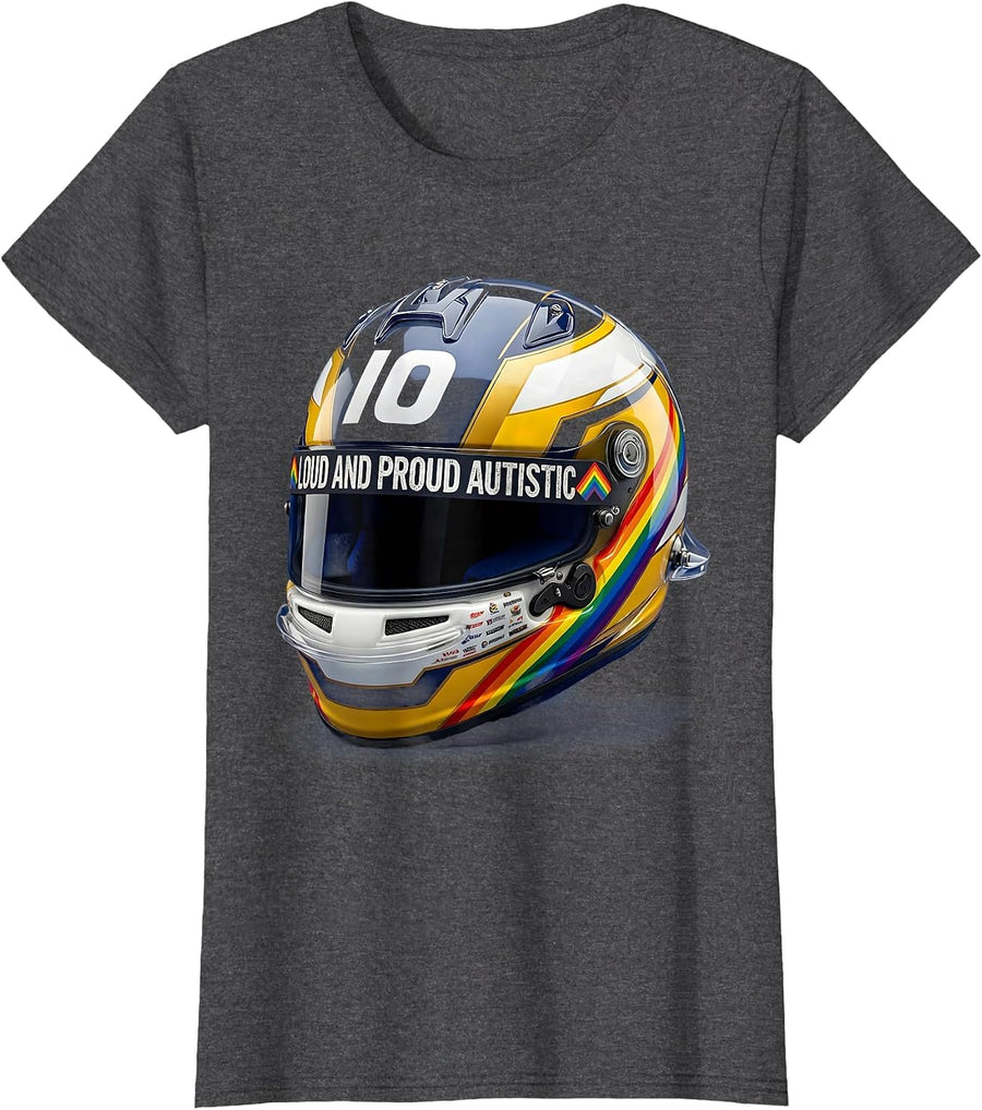 Women's Loud and Proud Autistic Awareness Design T-Shirt - Dark Heather Grey