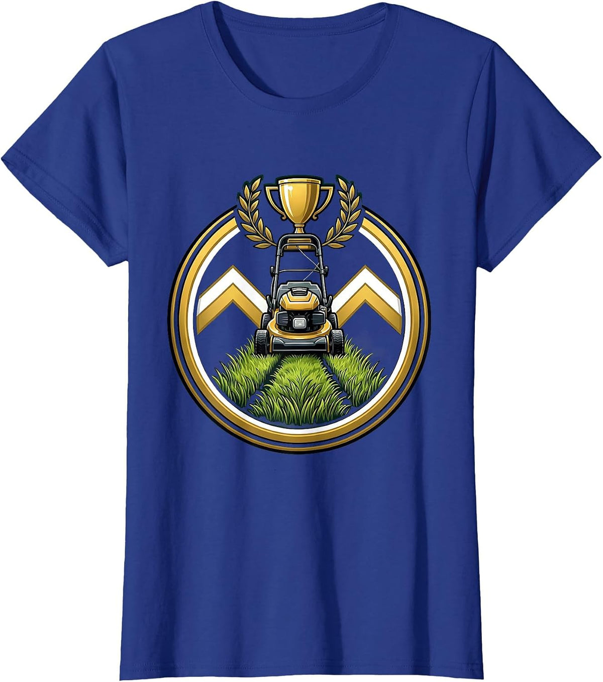 Women's Proud Bad Lawn Mowing Dad Graphic T-Shirt - Royal Blue