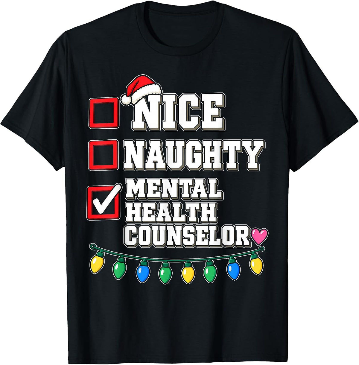 Mental Health Counselor Christmas Shirt Counseling Lights T-Shirt - As Pictured