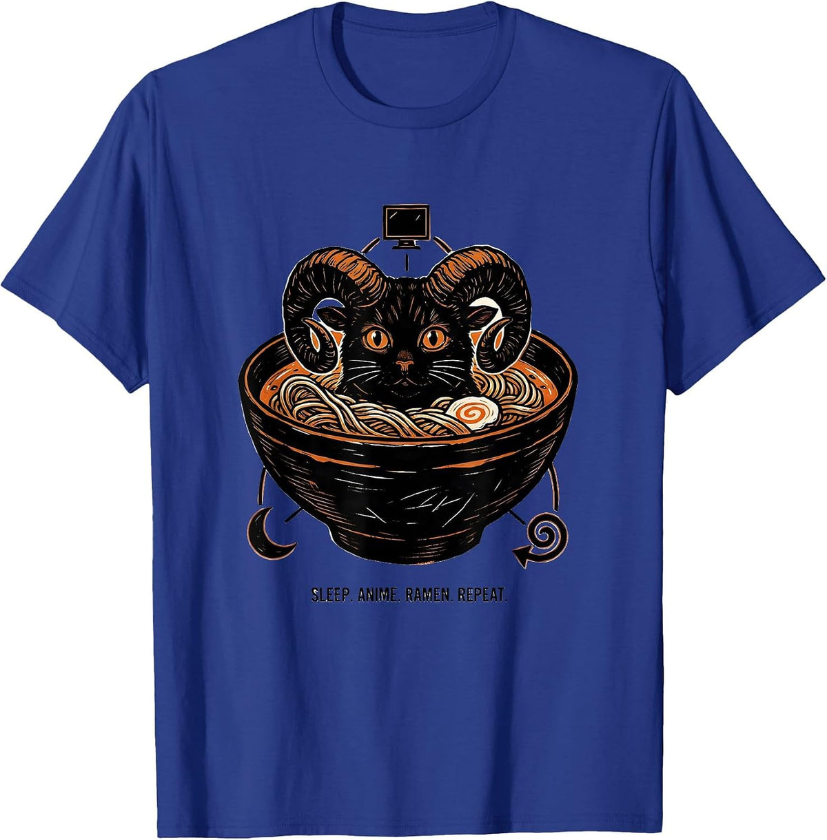 Men's Sleep. Anime. Ramen. Repeat. Funny Kawaii Cat Anime Gift T-Shirt - Royal Blue