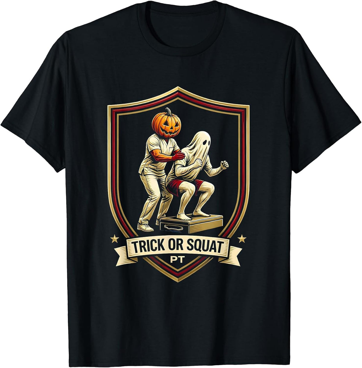 Men's Trick Or Squat PT Halloween Physical Therapy Therapist Humor T-Shirt - Black