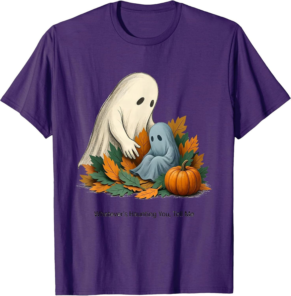 Whatever's Haunting You, Tell Me Storybook Ghost Mental T-Shirt - Purple