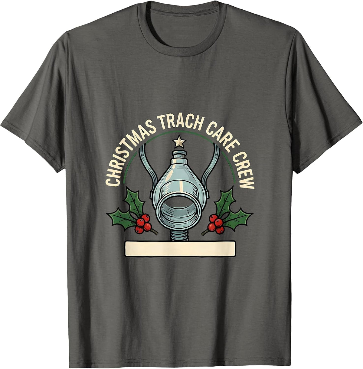 Men's Christmas Trach Care Crew Funny Respiratory Therapist RT T-Shirt - Asphalt Grey