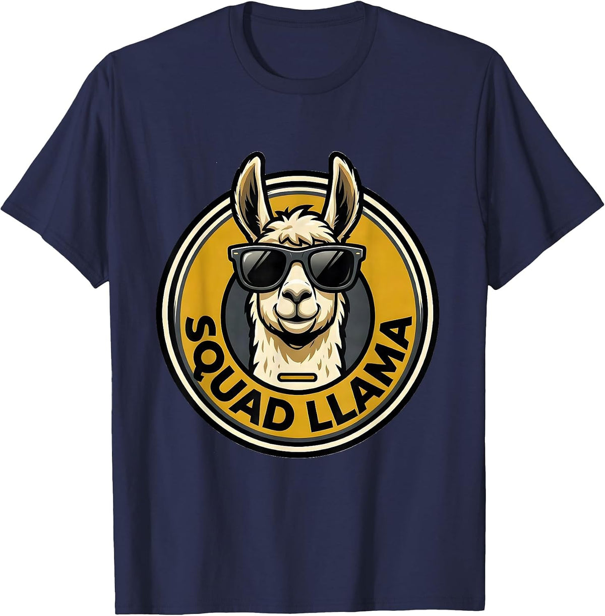 Squad Llama Funny Llama Sunglasses Animal Humor Gift T-Shirt - Navy Blue