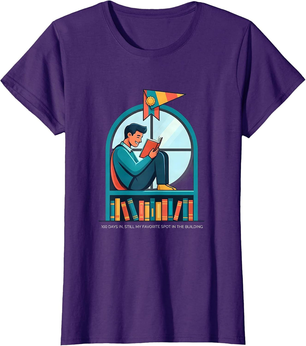 Women's 100 Days In, Still My Favorite Spot In The Building Teacher T-Shirt - Purple