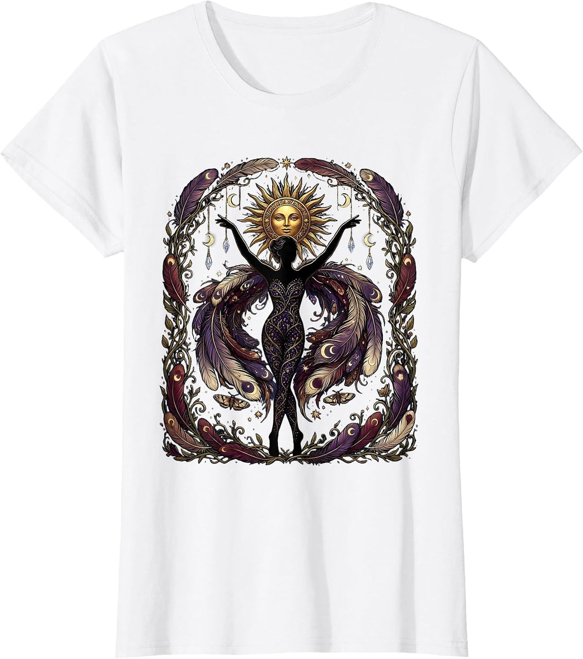 Women's Mardi Gras Dancing Feathered Boa Silhouette T-Shirt - White
