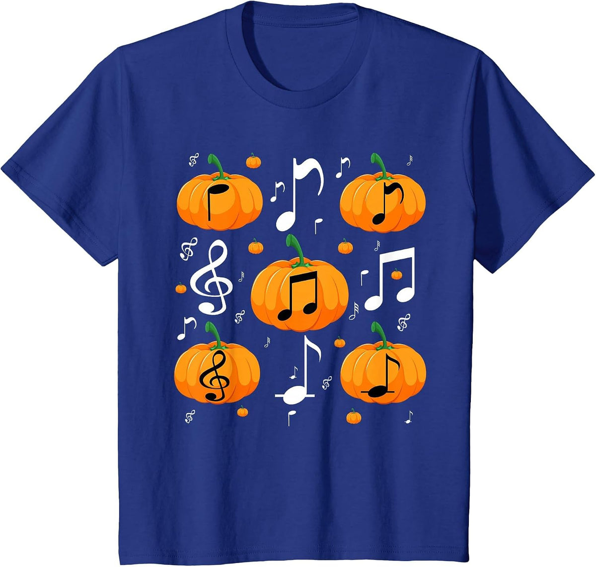 Music Note Pumpkin Fall Costume for Musicians and Teachers T-Shirt - Royal Blue