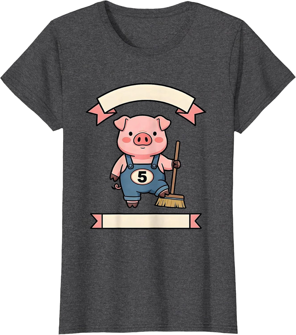 Women's 5 Cute Kawaii Pig Lover Halloween Costume Humor T-Shirt - Dark Heather Grey