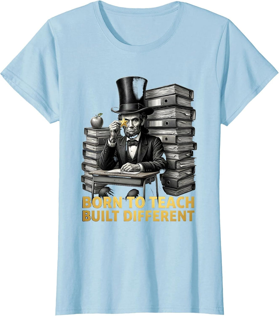 Women's Born to Teach Built Different Sped Teacher Design T-Shirt - Baby Blue