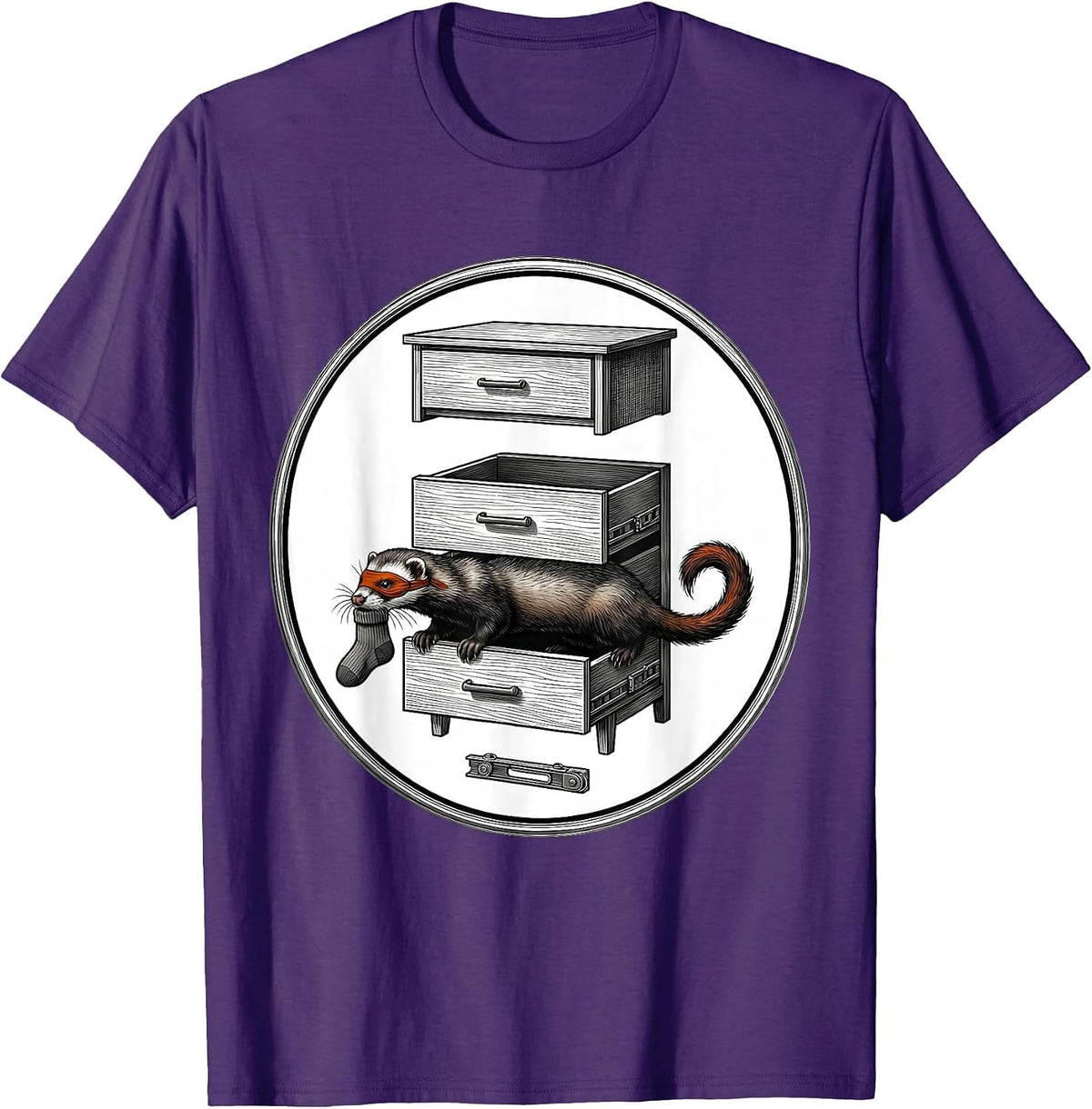 Ferret Exploded View Badge Funny Ferret Lover Gift T-Shirt - Purple