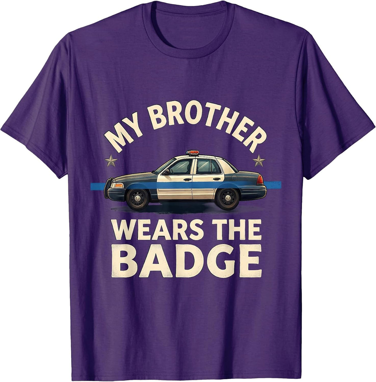 My Brother Wears The Badge Thin Blue Line Police Support T-Shirt - Purple
