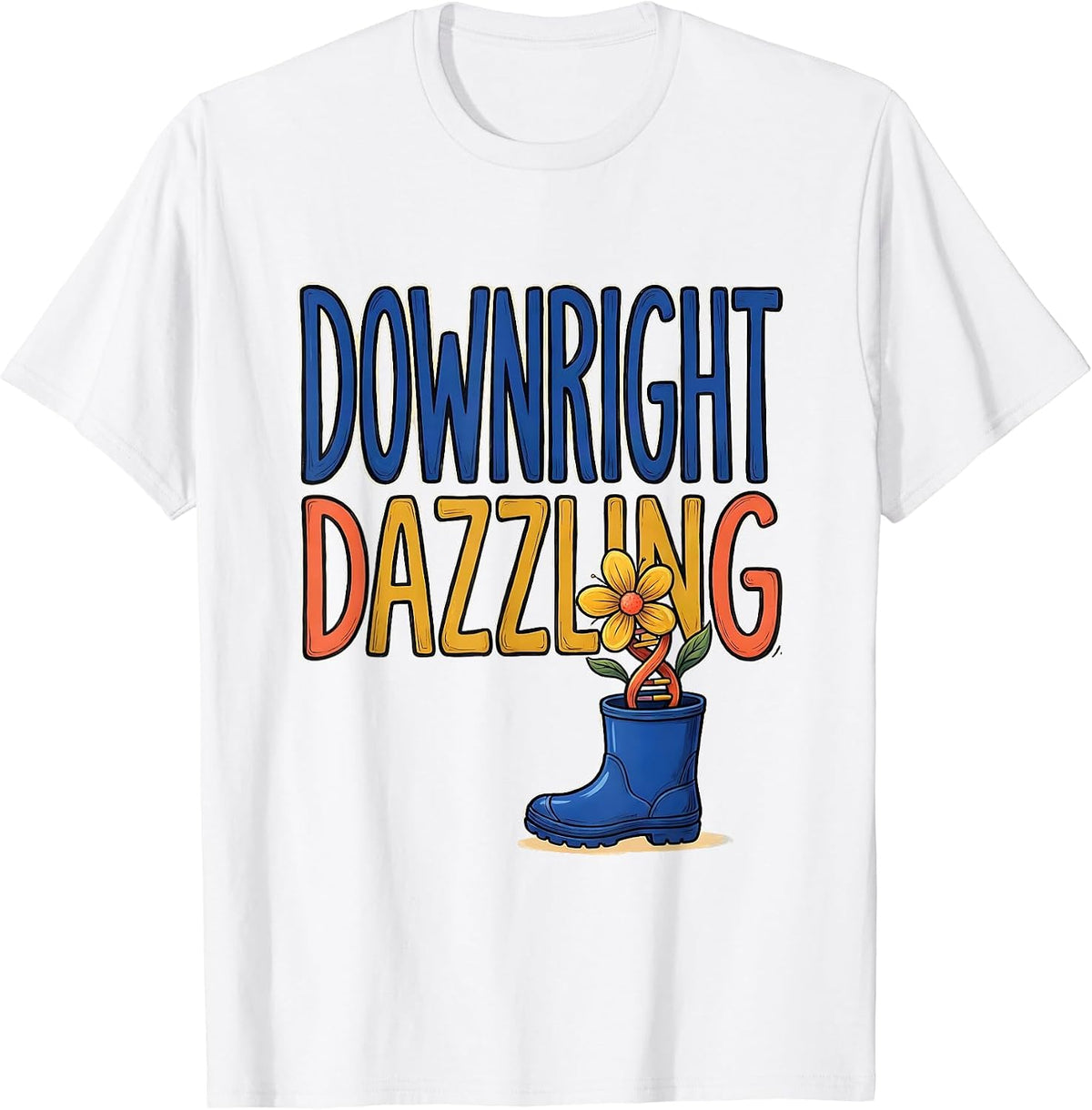 Men's Downright Dazzling Whimsical Down Syndrome Awareness Support T-Shirt - White