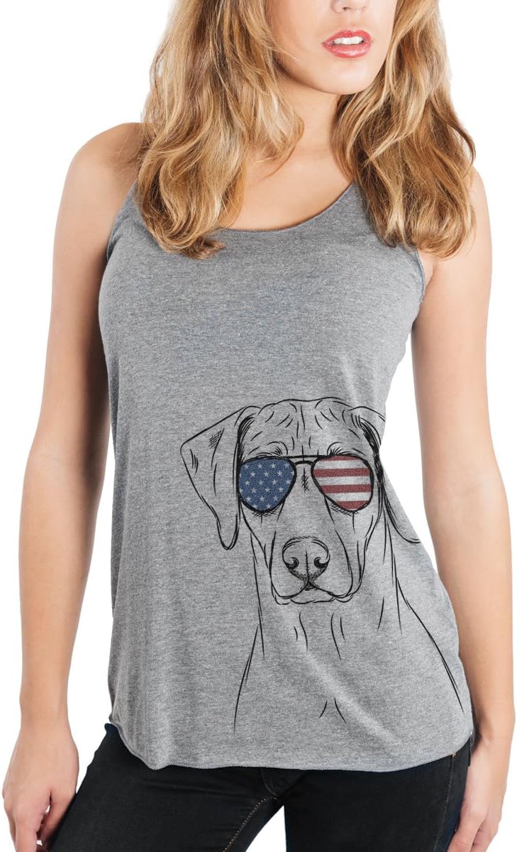 Inkopious Patriotic Ronan the Rhodesian Ridgeback Triblend T-Shirt - Grey Racerback