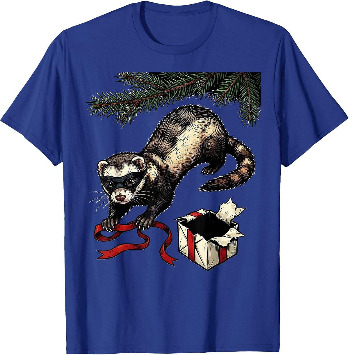 Ferret Tearing Gift Box Funny Ferret Lover Gift T-Shirt - Royal Blue