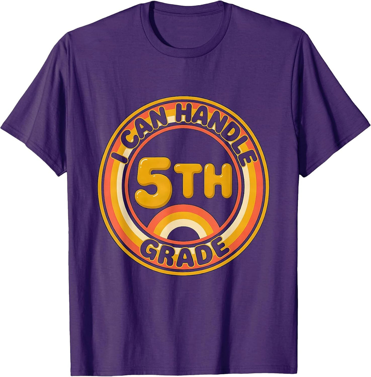 I Can Handle 5th Grade Retro 70s Back To School Kids Humor T-Shirt - Purple