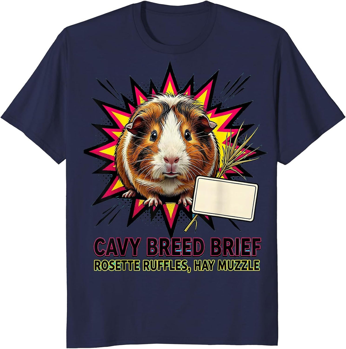 Men's Cavy Breed Brief Rosette Ruffles Hay Muzzle Funny T-Shirt - Navy Blue