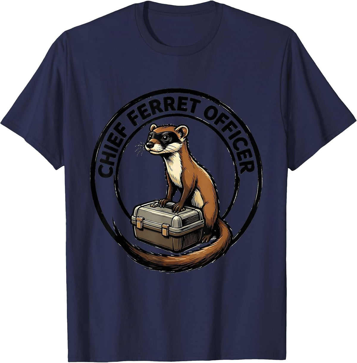 Men's Chief Ferret Officer Funny Ferret Lover Gift For Ferret T-Shirt - Navy Blue