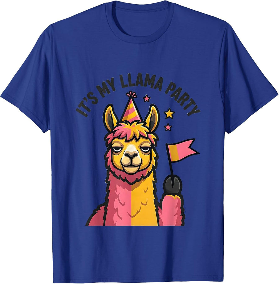 It's My Llama Party Funny Llama Lover Birthday Gift T-Shirt - Royal Blue