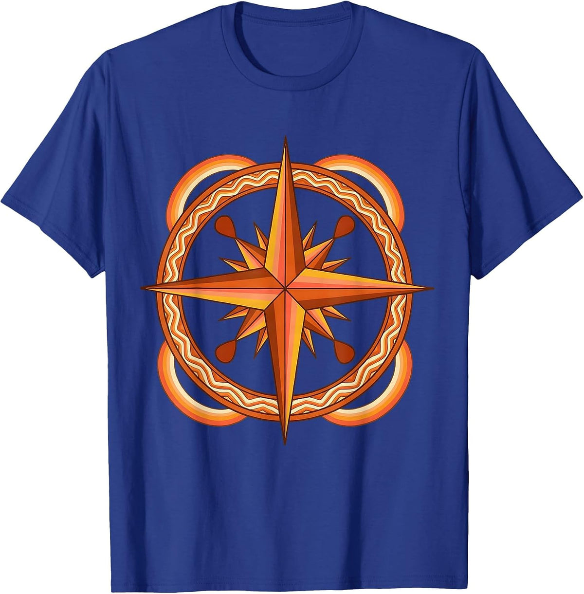 Gulf of Mexico Vintage Nautical Compass Rose T-Shirt - Royal Blue