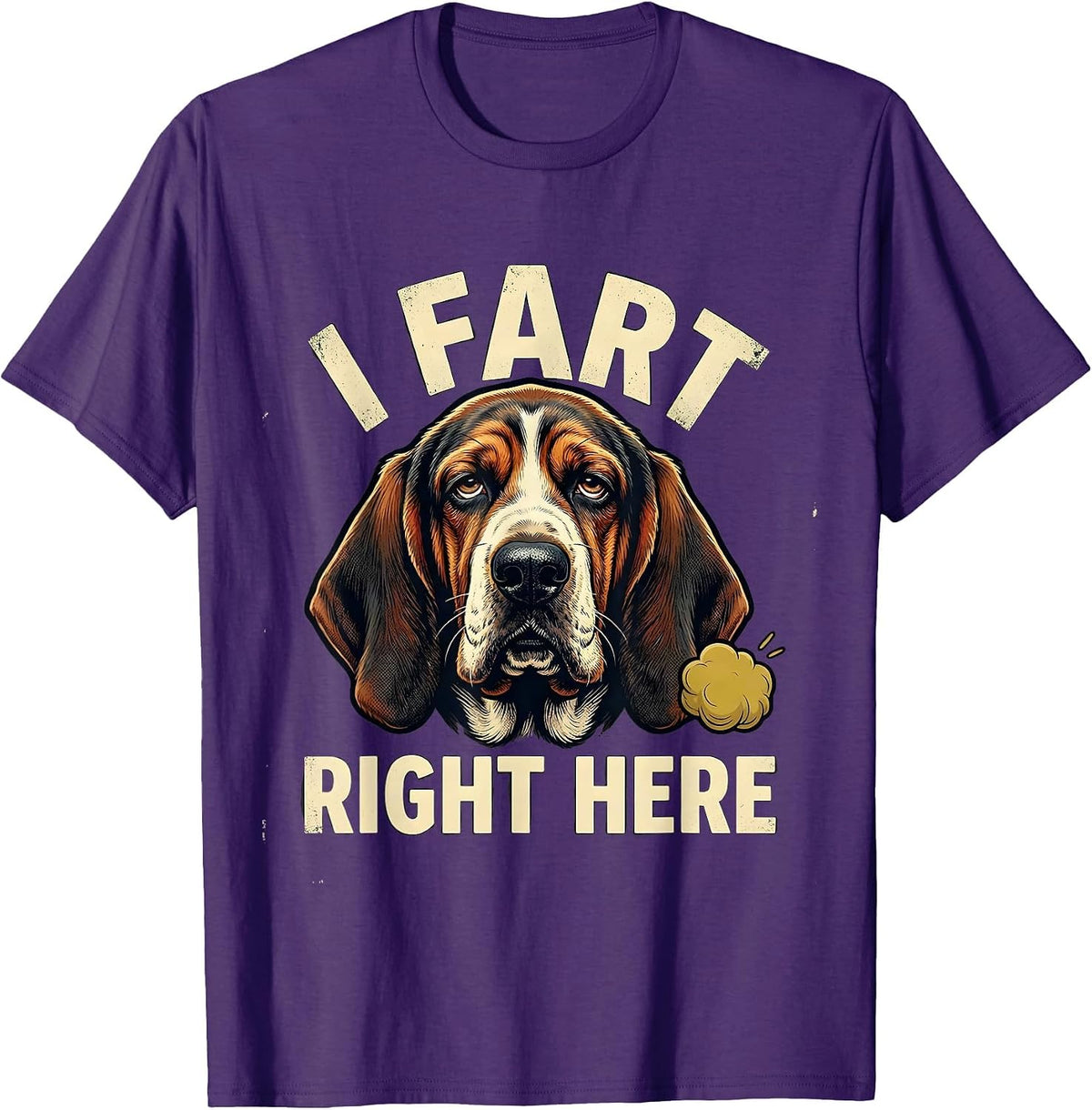 I Fart Right Here Funny Basset Hound Fart Meme Dad Humor T-Shirt - Purple