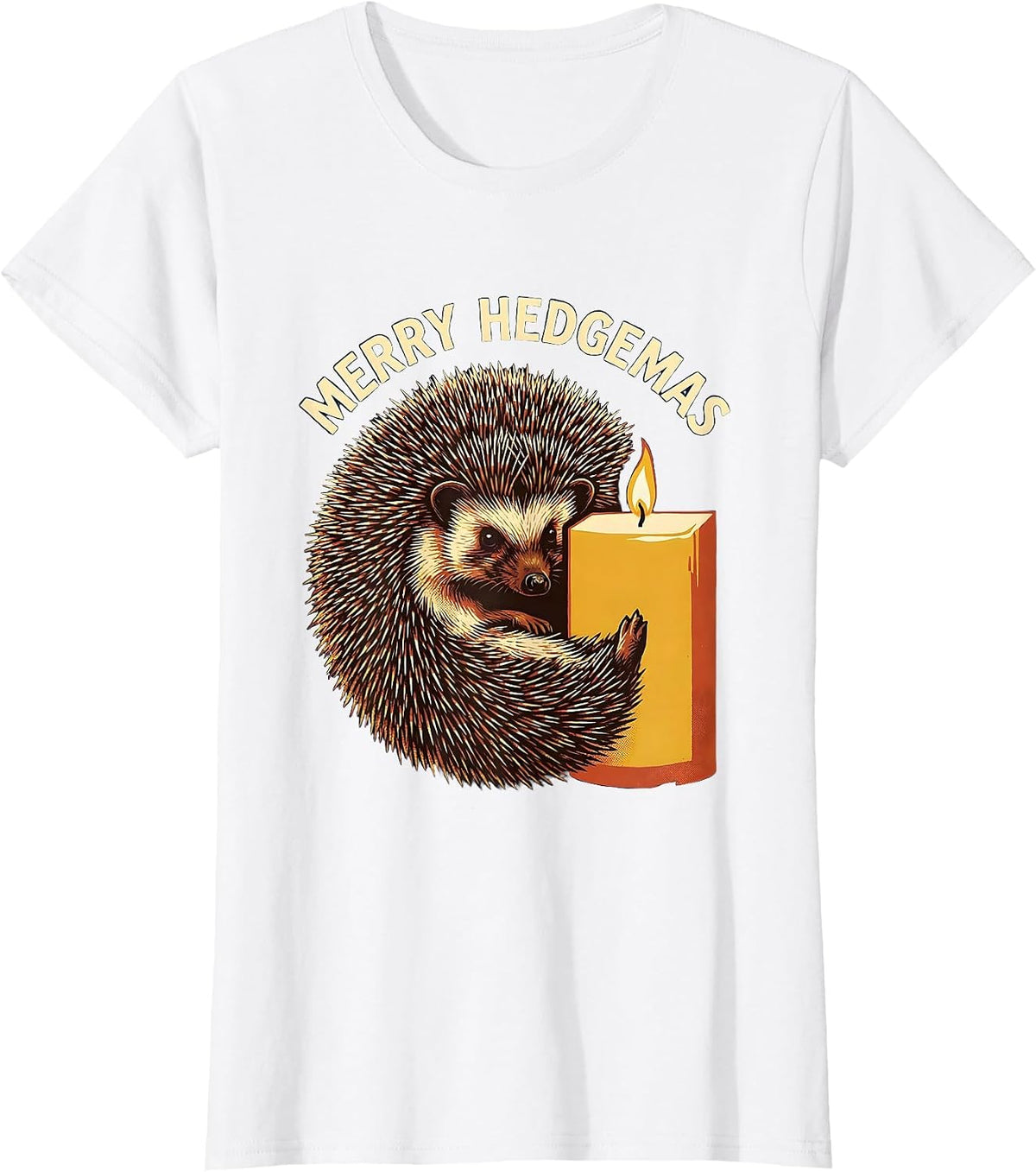 Merry Hedgemas Cute Hedgehog Christmas Novelty Humor T-Shirt - White