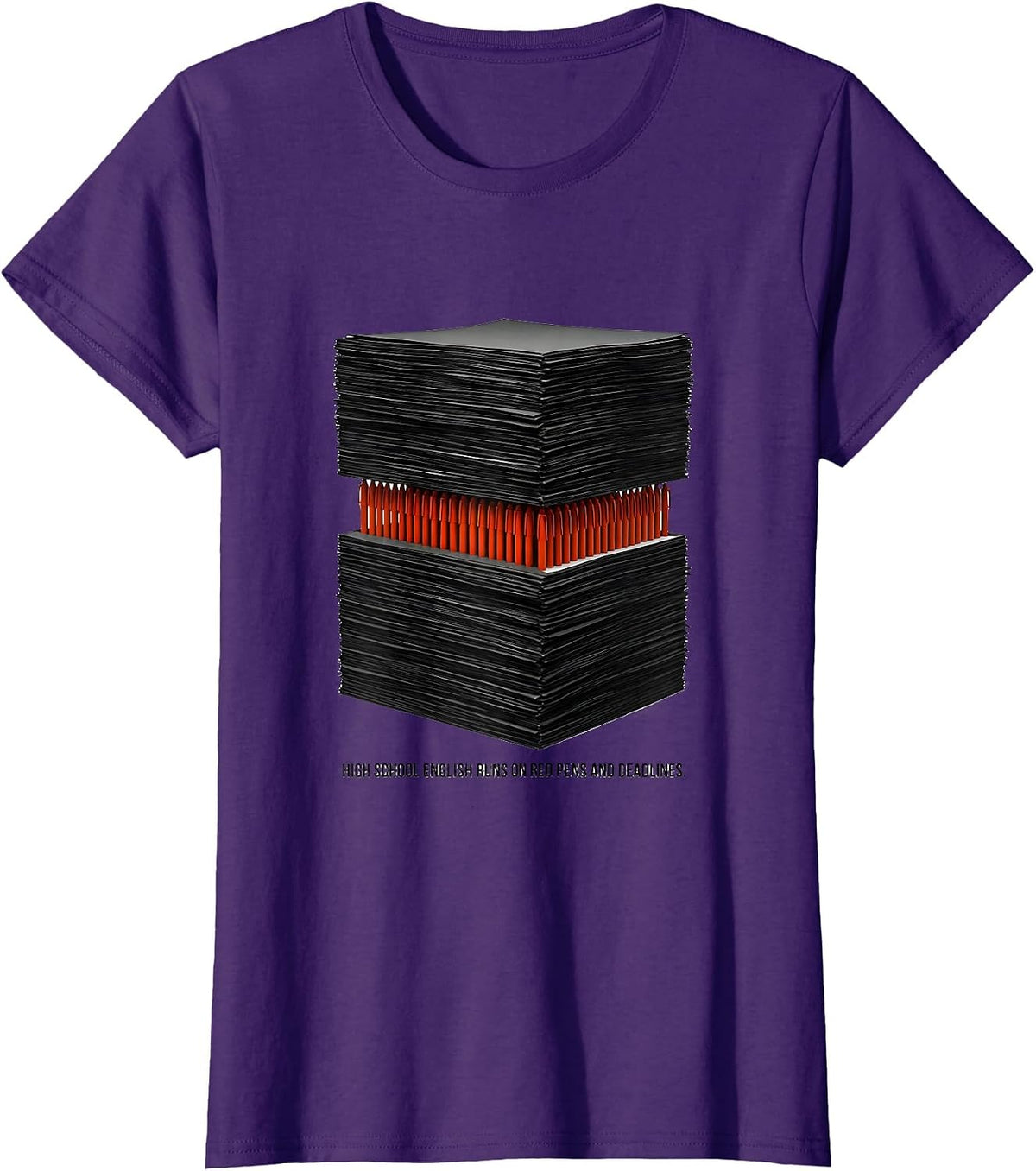 Women's High School English Runs On Red Pens And Deadlines Teacher T-Shirt - Purple