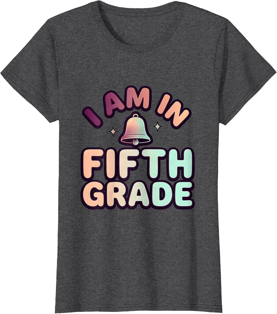 Women's I Am In Fifth Grade Girl Tie Dye Back to School T-Shirt - Dark Heather Grey